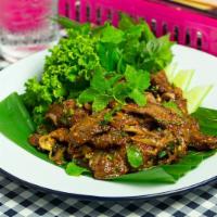 #E14 Num Tok · Grill beef steak with lime, Chili and Fresh Herbs