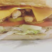 Grill chicken sub sandwich  · Grill dice chicken with onion , bananas, bell pepper , onion ,mushroom with Mayo , lettuce, ...