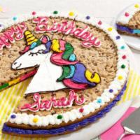 Double Layer Cookie Cake · Two 16” round cakes layered together with buttercream icing in the middle. A true masterpiec...