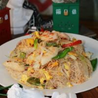 TS1. Dry Stir-Fried Vermicelli in HK Style Seasoning · Vermicelli stir-fried with prawns, squids, chicken, onions, green onions, bean sprouts, and ...