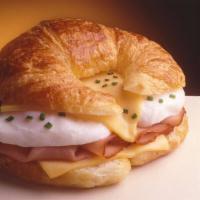 Egg, Cheese and 1 Meat Croissant · A flaky French pastry.