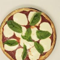 Margherita Pizza · Red sauce, fresh mozzarella, tomatoes, fresh basil.