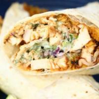 Burrito Chef's Way · Your choice of protein, flour tortilla, rice, beans, mozzarella cheese, onion, tomato, lettu...