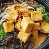 small, Tofu & vegetable miso ramen · fried tofu, chive, green onion, bean sprouts, wood ear mushroom, crunch mix, vegetable broth...