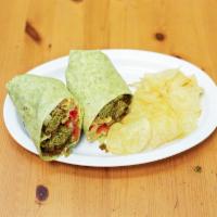 Falafel Wrap · Made with hummus, lettuce, tomato, onions, and hot peppers. All sandwiches come with free ba...