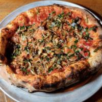 Tuscan Kale Pizza · Goat cheese, rhode island mushrooms, mikes hot honey.
