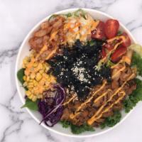 Spicy Day  · Spicy pork with brown rice, pickled carrot&cabbage, seasoned seaweed, shredded veggies, cher...