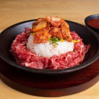 16. Korean Kimchi with Beef & Rice · Thinly slice beef, with kimchi and rice, served with Korean spicy red pepper sauce 