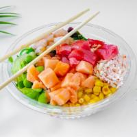 Small Poke Bowl with 2 Proteins · Two servings of protein over your choice of toppings, sauce and seasonings