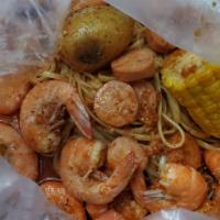 Shrimp Head Off · Head off shirimp, but they come in as 1lb. comes with 1 corn and 1 potato as default