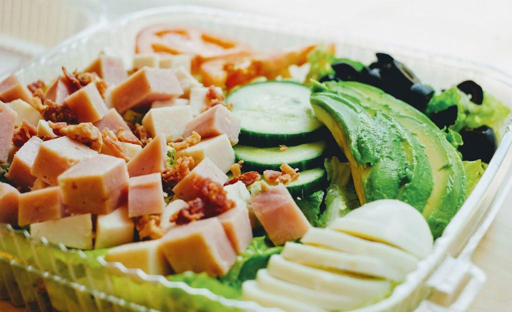 Chef Salad · Lettuce, meat, eggs, and vegetables.
