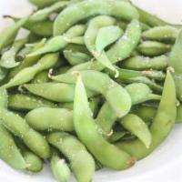 Edmame · Steamed soy beans with sea salt.