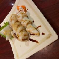 Stuffed Squid · Boiled Squid stuffed with blue crab meat