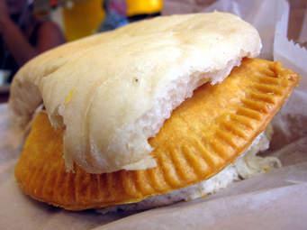 Jamaican Patty with Bread · Pastry filled with meat and spices. 