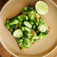 Green Dream Toast · Toast of Choice with Avocado, Lime, Edamame, Cucumbers, Chives

Dietaries: Allium (Chives)