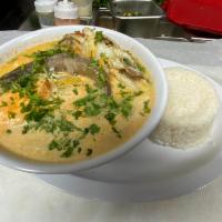 Seafood soup.....sopa de marisco · Seafood soup.       Served with rice