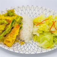 Vegetable Tempura · Assorted vegetables deep-fried with sweet, tempura batter.