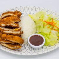 Chicken Breast Katsu · Battered and breaded and deep-fried sliced of pork, served with a side of tangy katsu sauce.