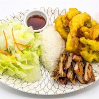 Chicken Teriyaki and Tempura · Marinated or glazed in a soy based sauce. 