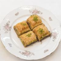 Turkish Mini Balkavas (4 pcs) · Filo, honey, nuts and pistachio
