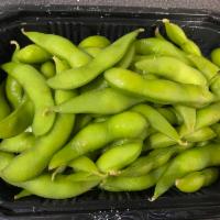 Edamame · Steamed green soy peas with sea salt. 