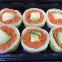 Spicy Tuna Naruto Roll · Spicy tuna, avocado wrapped with cucumber paper. 