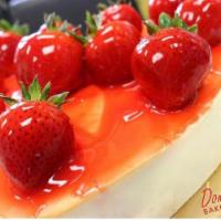 Strawberry Cheesecake · Cheesecake made with Philadelphia cream cheese. Decorated with a strawberry glaze and fresh ...
