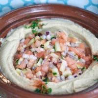 Israeli Salad and Tahini Hummus Plate · 