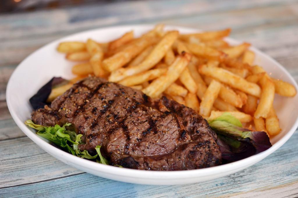 Steak and French Fries Platter (Temporarily Unavailable) · Hormone-free, antibiotic-free and grass-fed steak served with crispy french fries.