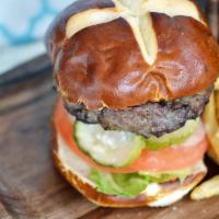 Classic Burger · Tomato, onion, lettuce and pickles. Our 100% fresh (never frozen) antibiotic, grass-fed beef...