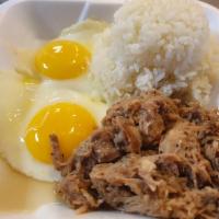 Imua Breakfast · Kalua pig, 2 eggs and choice of rice.