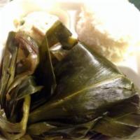 Lau Lau Plate  · Pork, butterfish and taro leaf wrapped in ti leaves then steamed.