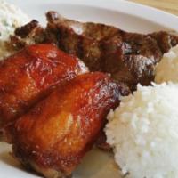 Combo Plate  · Select any two meats: Teri beef, Teri chicken, Shoyu chicken, Mochiko chicken, Garlic chicke...