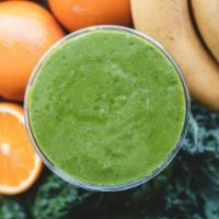 Green Goodness · Fresh Kale, Spinach, Guava, Banana and Freshly squeezed Orange Juice.