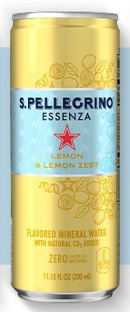 11.5 oz. Canned Flavored S. Pellegrino · Lemon & Lemon Zest flavored mineral water.