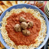 Mega-Meal (Double) · Spaghetti, TWO family salad, 10 meatballs, TWO 16