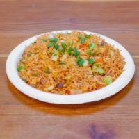 Spicy Veggie Schezwan fried rice · Vegan. Gluten Free. Lactose Free. Rice, vegetables with flavors of sichuan pepper, garlic an...