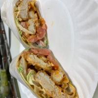 Buffalo Chicken Hot Wrap · Hot sauce, blue cheese, lettuce, and tomatoes.