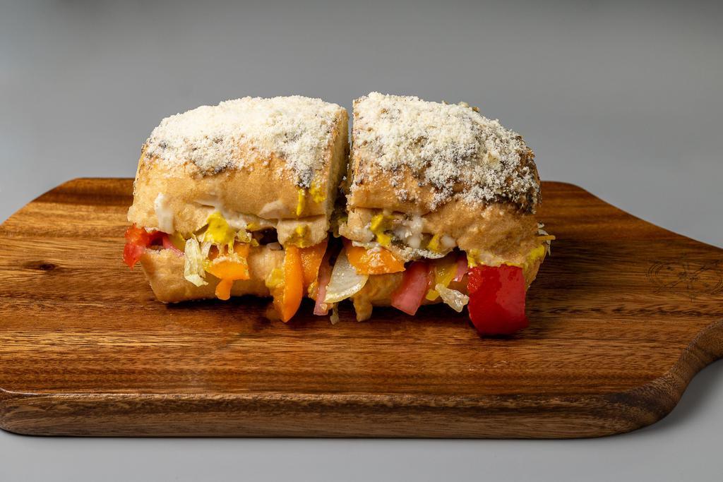 Veggie Sandwich · Grilled vegetables (Onions, Green Bell Peppers, Yellow Bell Peppers, Orange Bell Peppers, Mushrooms)