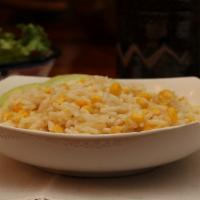 Arroz con Maiz · Gluten free, vegetarian. A traditional dish from Central Mexico. This creamy rice is blended...