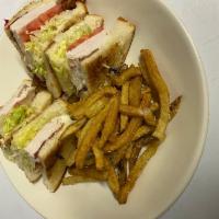 Turkey Club Sandwich · Turkey, bacon, lettuce, tomato, and mayo served on toasted bread
