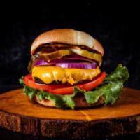 Beyond Cheese Burger  · Beyond beef, American cheese, lettuce, tomatoes, onions, pickles, ketch-up, secret sauce.