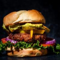 Jungle Burger  · Beyond beef, grilled onions, grilled peppers, guacamole, jalapenos, lettuce, tomatoes, onion...
