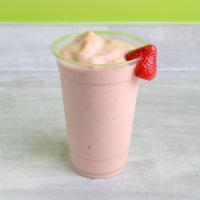 Hawaiian Cooler · Banana, strawberry, mango chunks, pineapple juice, and strawberry protein. 