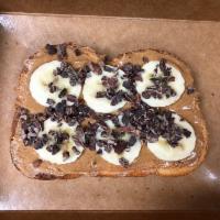 Almond Butter Toast · Almond Butter, bananas, cacao nibs on multigrain toast 