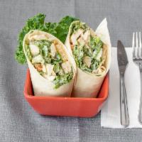 56. Grilled Chicken Caesar Wrap · Grilled Chicken, Romaine Lettuce, Croutons, Parmesan Cheese & Caesar Dressing