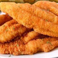 Catfish ＆ Fries · Seasoned fresh fish fillets battered deep fried to a golden perfection with a salad and seas...