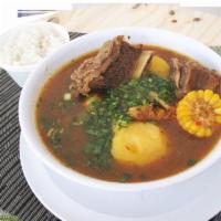 Sancocho de Costilla de Res con Arroz Blanco · Beef rib soup with white rice