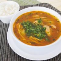 Sopa de Pollo con Arroz Blanco · Chicken soup with white rice