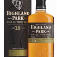Highland Park 15 Year Single Malt Scotch Whisky · Must be 21 to purchase. 750 ML, Highland Park 15 Year Old is an exceptional single malt, wit...